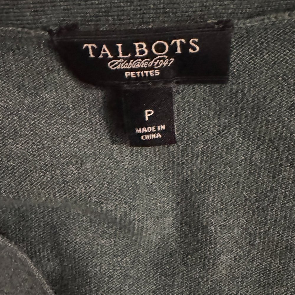 Talbots Size P Green Button Up Sweater - image 2